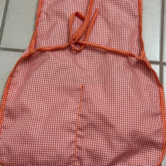Vintage Kids orange plaid apron size 4-5 - Picture 6 of 7